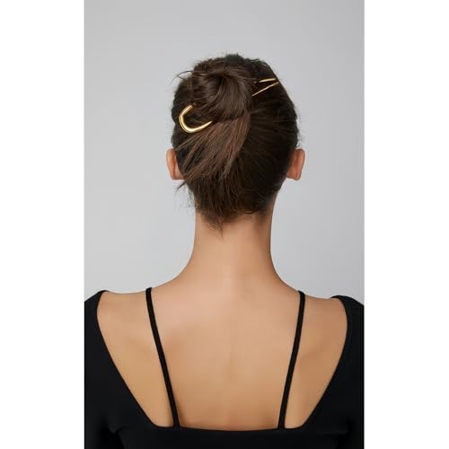 Metal French Hair Pins Set of 2 - U Shaped Hair Fork for Buns