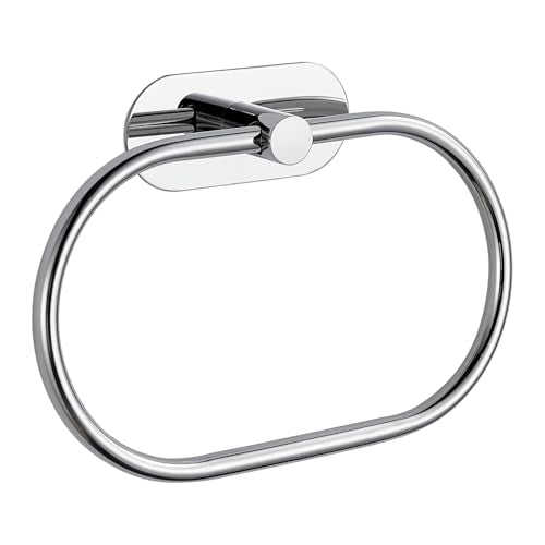 Self-Adhesive Stainless Steel Towel Ring - Modern Oval Design