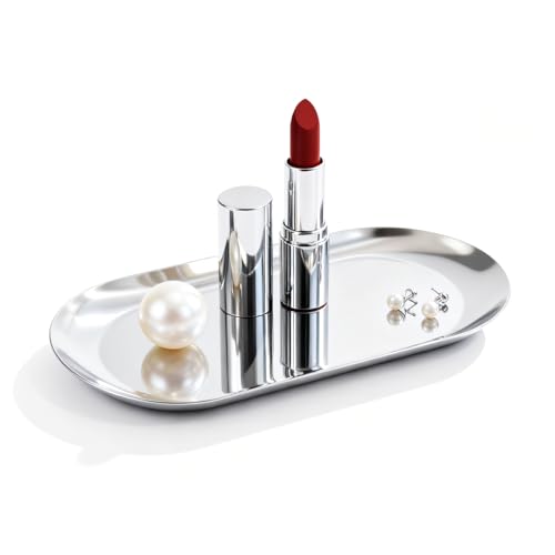 Modern Silver Stainless Steel Oval Decorative Trays - 2 Pack