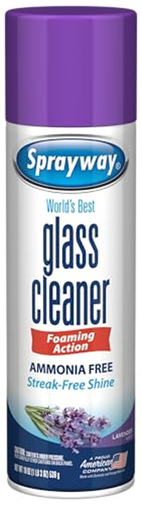 Sprayway Glass Cleaner Lavender Scent Foaming Aerosol Spray, 19oz, Pack of 6 | Ammonia-Free, Streakless, Fast-Acting | Cleans & Polishes Glass Surfaces | Removes Fingerprints, Dust, Dirt, Smoke Film