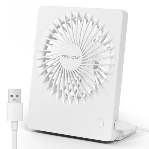 TriPole USB Mini Desk Fan - Portable White Fan with 3 Speeds