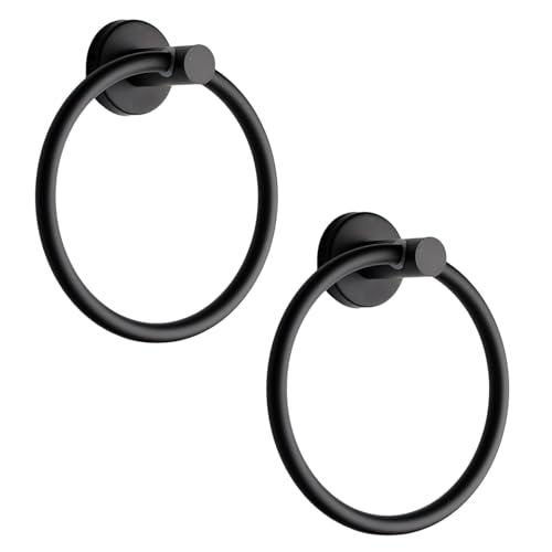Matte Black Towel Ring - 6.29 Inch Stainless Steel Wall Mount
