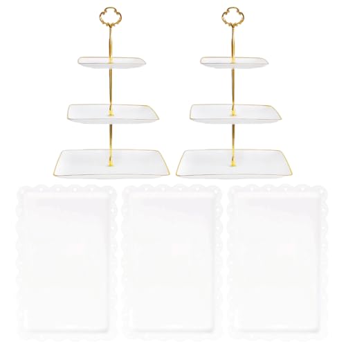 5 Pcs Dessert Serving Tray Set with Cupcake & Food Stands, Stackable & Portable
