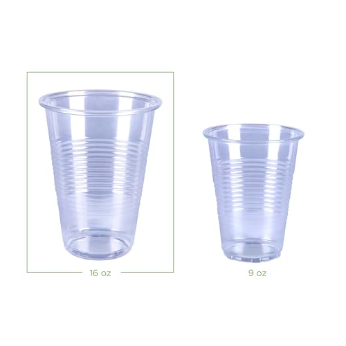 Disposable Clear Plastic Cups - 16oz, BPA-Free, 50 Count