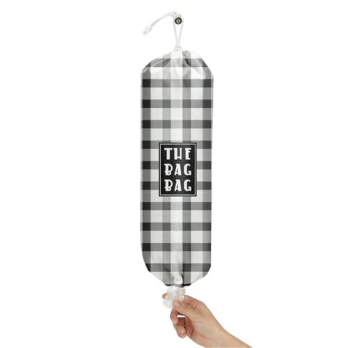 IHopes+ Haig Reusable Plastic Bag Holder Organizer - Washable Kitchen & Travel Storage, Black & White Checkerboard