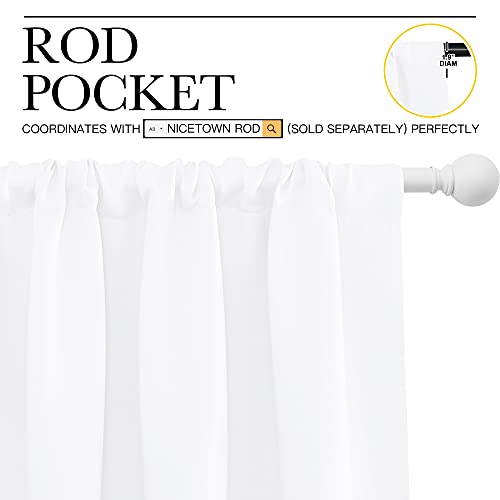 NICETOWN White Blackout Curtains - 70"W x 63"L Rod Pocket Panels (Set of 2)