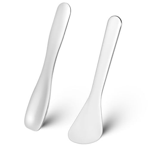 2-Piece Stainless Steel Cosmetic Spatula Set for Skincare Cream Mixing