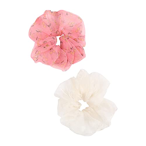 Riah Fashion Hair Scrunchie Scarf Bow & Pearl Hair Band Set - Cherry Pink