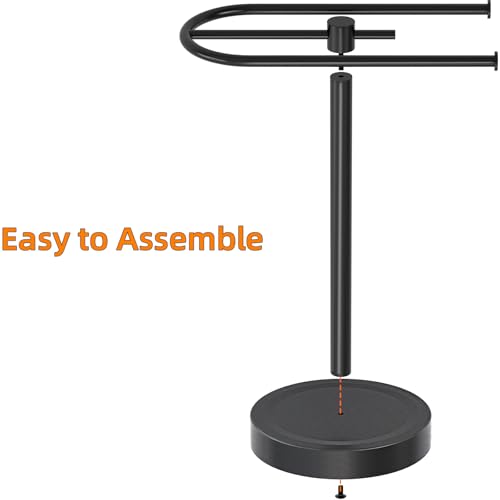 Stainless Steel Hand Towel Holder Stand - Free Standing C-Shape Rack, Matte Black