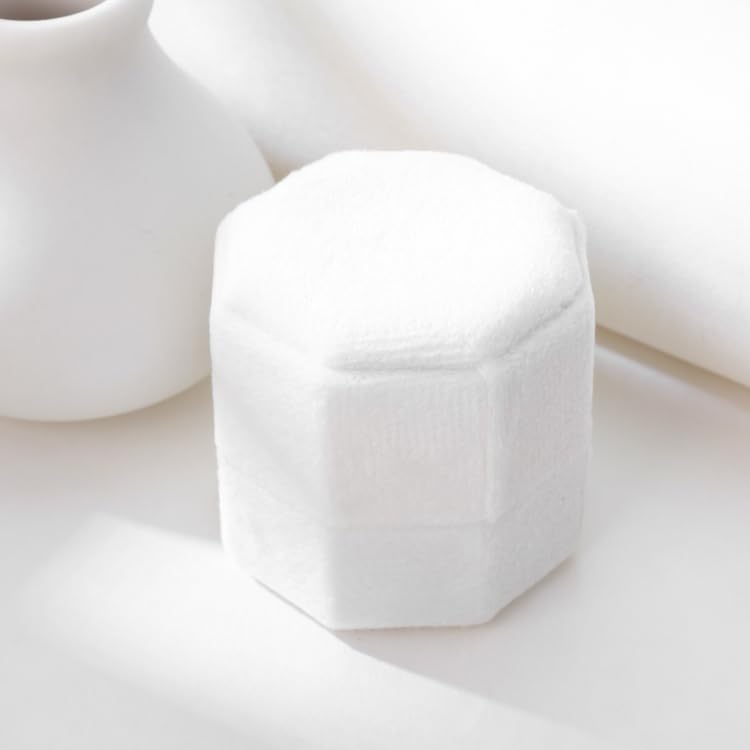 White Velvet 3-Slot Ring Box – Octagon Engagement & Wedding Band Holder
