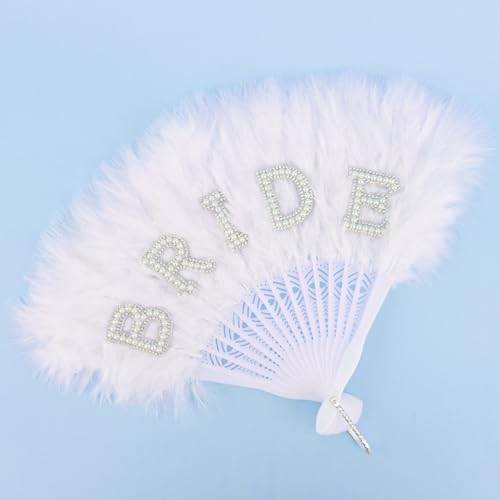 Chanaco Bride to Be Feather Hand Fan for Bachelorette Party Decorations