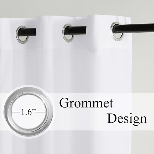NICETOWN White Privacy Sheer Curtains 63 Inches Long Non-See-Through Semi Sheer Curtains Light Filtering Window Drapes for Kitchen Living Room 2 Panels Set, 42" W