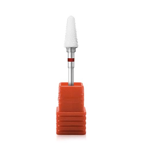 Rolabling Ceramic Nail Drill Bit Flame White Fine Grit for Electric File
