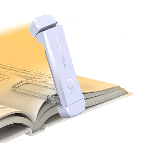 Rechargeable Book Light for Reading in Bed - Lilac 7 LEDs, Dimmable & Memory