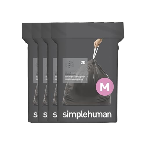 simplehuman Code M Odorsorb Trash Bags, 45 Liter / 12 Gallon, 80 Count