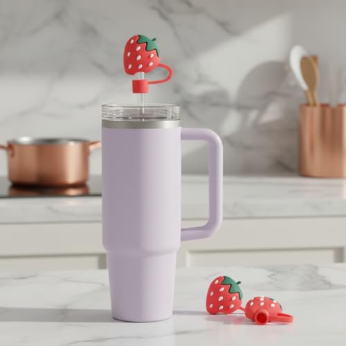Strawberry Cup Charms & Silicone Straw Toppers for 30-40 oz Tumblers