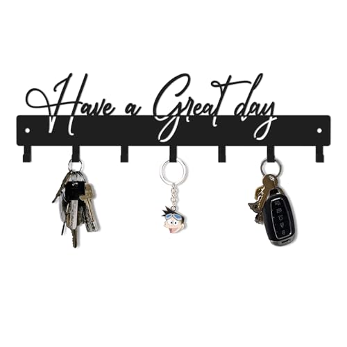 Have a Great Day Key Hooks - Stylish Black Metal Wall Mount Holder