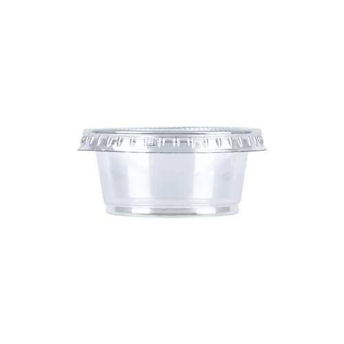 Amazon Basics 2oz Disposable Plastic Cups with Lids - 50 Count