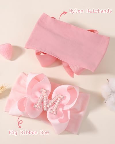 Jollybows 3PCS Baby Girls Bow Headbands Soft Nylon Elastic Hair Accessories