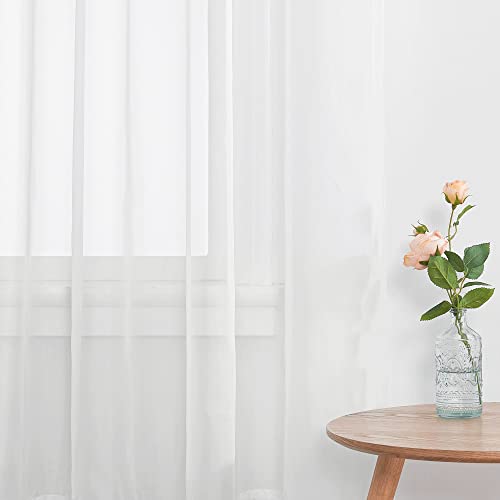 NICETOWN Ivory Voile Sheer Window Curtains - 2 Panels, 60" x 84"