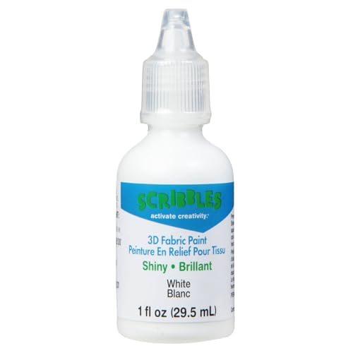 Scribbles 3D Fabric Paint - Shiny White, 1 oz, Easy Squeeze Bottle