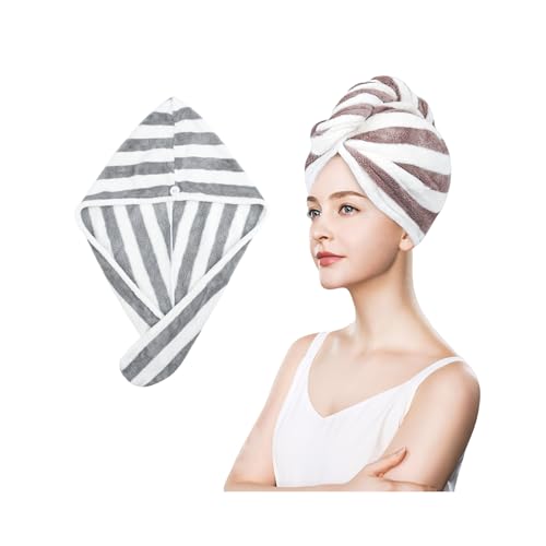 YiRayon Microfiber Hair Towel Wrap 2pcs - Super Absorbent Turban for Curly Long Hair