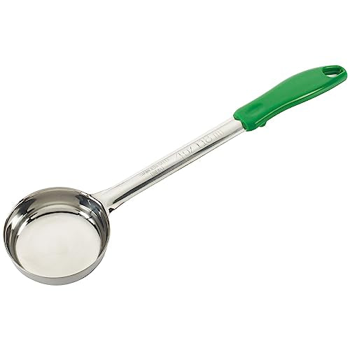 Winco 4-Ounce Solid Food Portioner - Stainless Steel, Green Handle