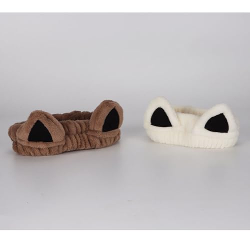 Cat Ears Spa Headband Soft Coral Fleece Makeup Headband 2 Pack