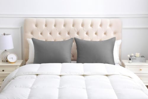 Dark Grey Egyptian Cotton Pillowcases Set of 2 with Zipper – 20x26 Inch