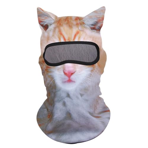 3D Cat Ski Balaclava Sheisty Face Mask with Ears Cute Animal Christmas Party, Face Cover UV Protector Lightweight Outdoor Activities