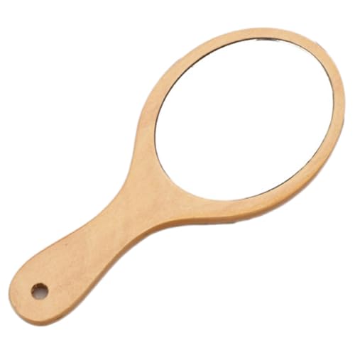 Lasenersm Oval Wooden Handheld Makeup Mirror - Ergonomic Vanity Mirror
