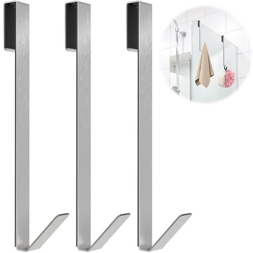 Linone 10 Inch Silver Shower Door Hooks - 3 Pack Towel Hooks