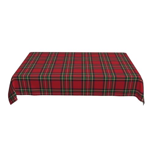 Christmas Checkered Tablecloth Rectangle 60x104 Inch Red Green Holiday Picnic Cover - Retro Plaid Fabric