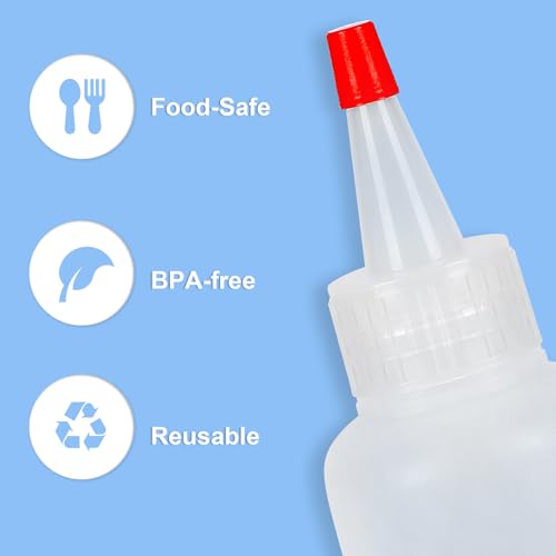 Ninsula 5-Pack 4oz Plastic Squeeze Bottles with Red Twist Cap for Sauces & Crafts