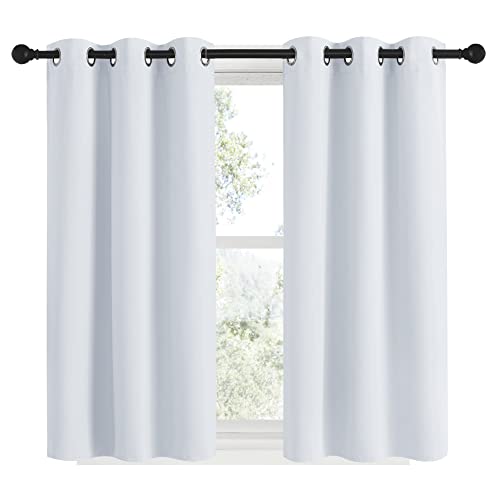 NICETOWN Room Darkening Curtains 34"W x 48"L - 2 Panels, Greyish White