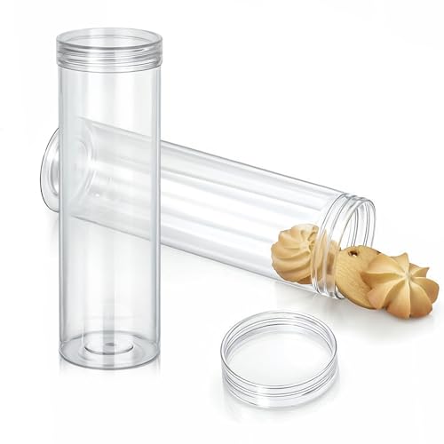 Airtight Round Cookie Storage Containers - Set of 2, Clear Plastic
