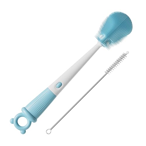 JOYMOOP Silicone Bottle Brush & Straw Cleaner Set - Blue, 3-in-1 Washer