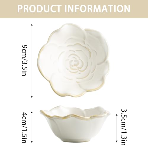 Mecaikru White Ceramic Flower Jewelry Dish - 3.5 in Ring Tray with Gift Box