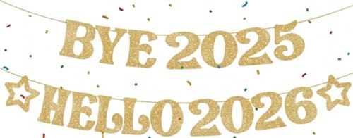 Ziyutam Gold Glitter 2026 New Year Banner Party Decoration