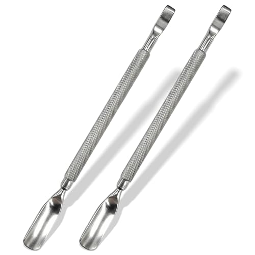 Gmlawsc 2-Piece Stainless Steel Cuticle Pusher and Nail Cleaner Set