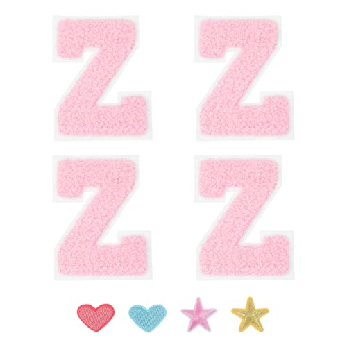 PATIKIL Pink Chenille Letter Z Iron-On Patch 2.75 Inch Alphabet DIY