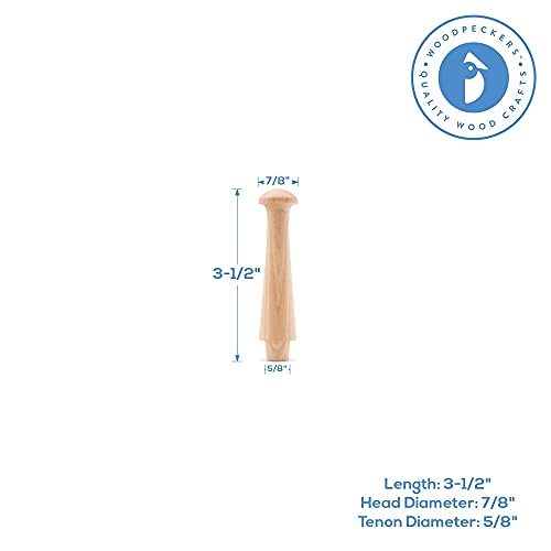 Woodpeckers 3-1/2-Inch Wooden Shaker Pegs Pack of 10 | Unfinished Wall Hooks for Coat, Hat, Towel Racks