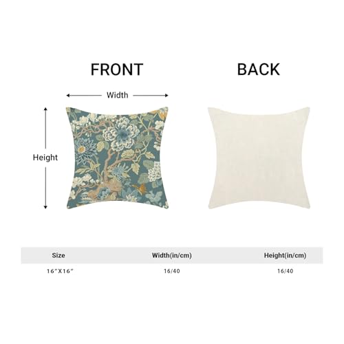 CXMEIFLY Chinoiserie Floral Throw Pillow Covers, 16x16 Inch, Set of 2
