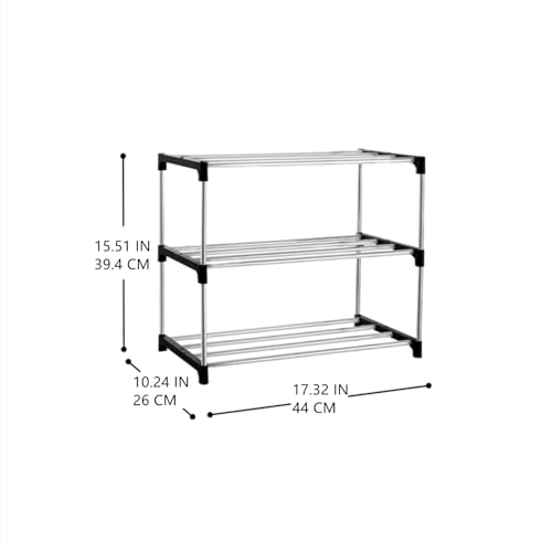 Xerhnan 3-Tier Stackable Shoe Rack - Lightweight Metal Storage Organizer, Black