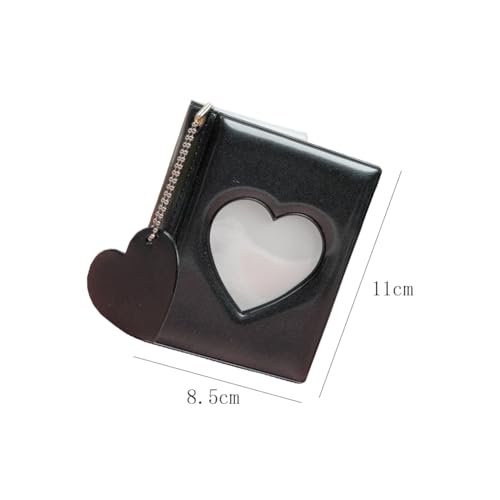 Mini 3-Inch Photo Album with 32 Pockets - Black PVC Binder