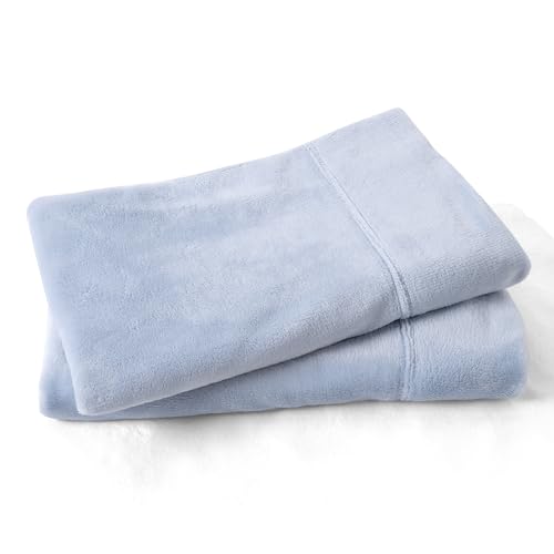 King Size Velvet Pillowcases (2 Pack) - Ultra Soft Baby Blue Covers