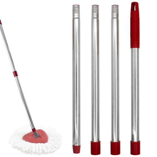 Aiyiried Adjustable Stainless Steel Mop Handle for Ocedar Spin & Flat Mops - Single 4-Section Replacement, 30-58 Inch