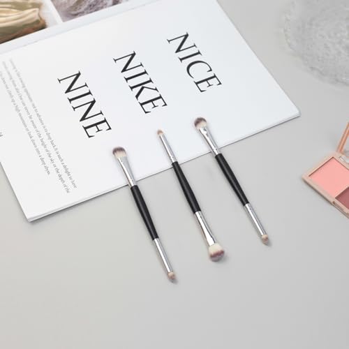Zoolinn 3PCS Double-Ended Eye Makeup Brush Set with Soft Synthetic Bristles