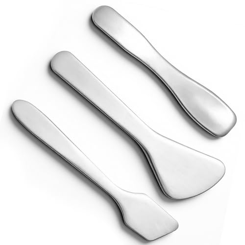 Qianyu Mini Metal Makeup Spatula Set - 3 Reusable Skincare Tools