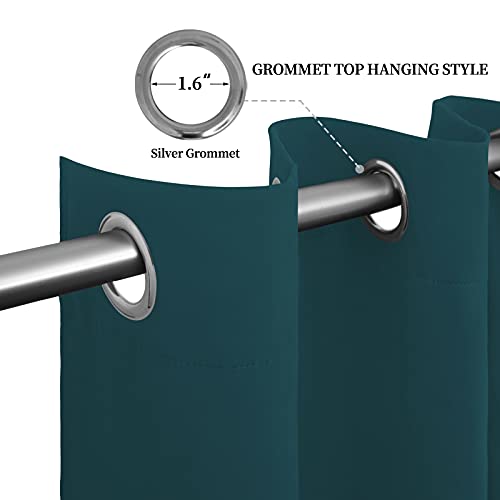 Easy-Going Peacock Blue Thermal Blackout Curtains, 2 Panels 52x108